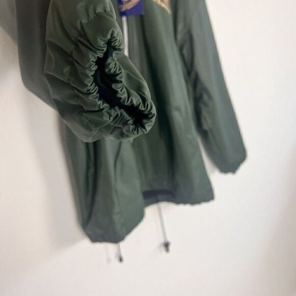 Vintage 90s Zip Up Raincoat San Francisco Embroidered Mens Fleece Lined Green M - Picture 6 of 12